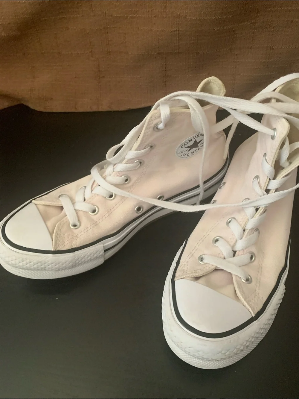 USED Converse High Top Sneakers - Pale Pink and White